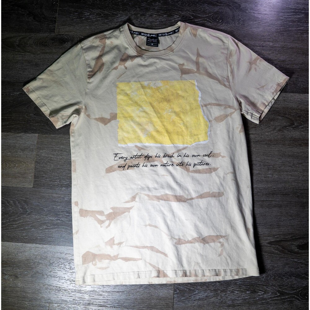 Switch‎ Remarkable Shirt Mens Medium Beige Shark Art Quote Graphic Tee T-Shirt